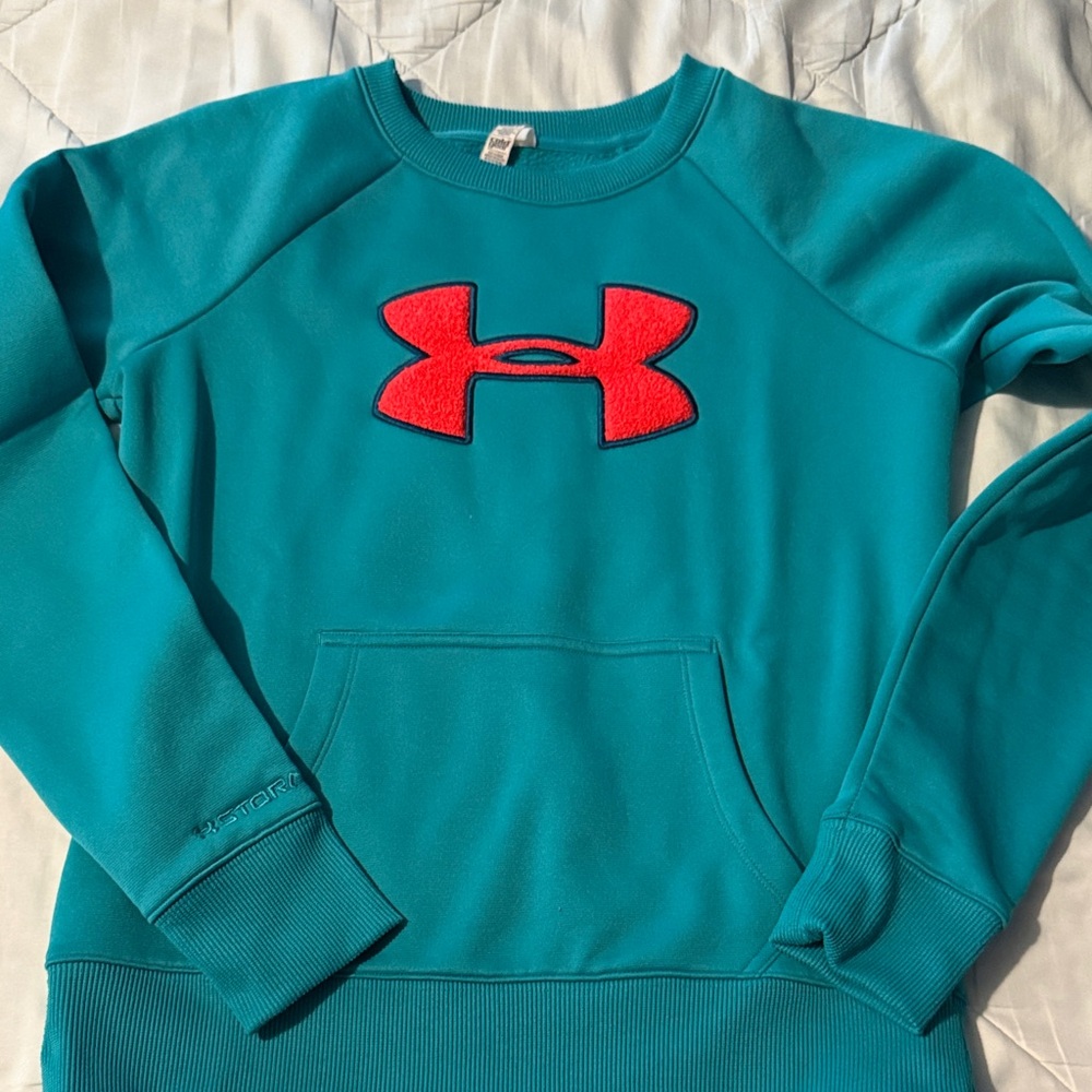 Under Armour Teal Sweatshirt with Red Logo